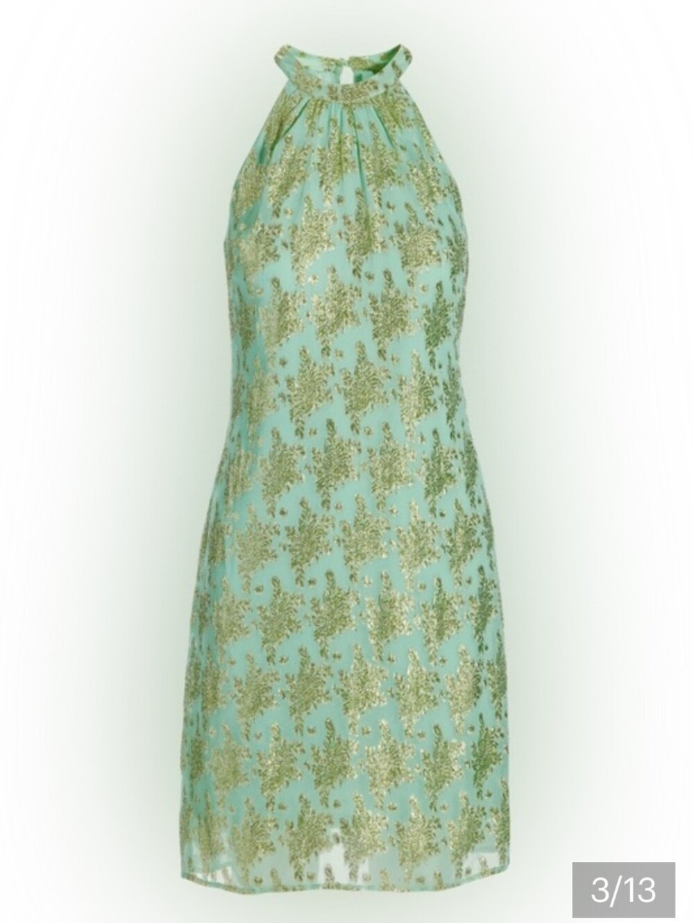 Boston Proper Mint Green Mini Dress with Gold Foil